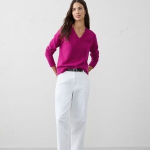 Kenar V Neck 100% Cashmere Fuchsia Sweater Sz S